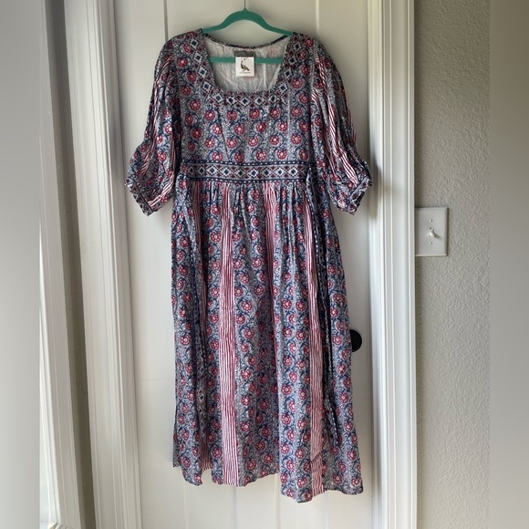 NWT Cynthia Cazort Collins Lotus Cotton Scandi Girl Midi Maxi Dress - Picture 9 of 9